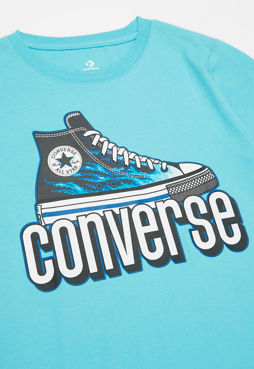 Converse - Cnvb warped check sneaker tee - light blue