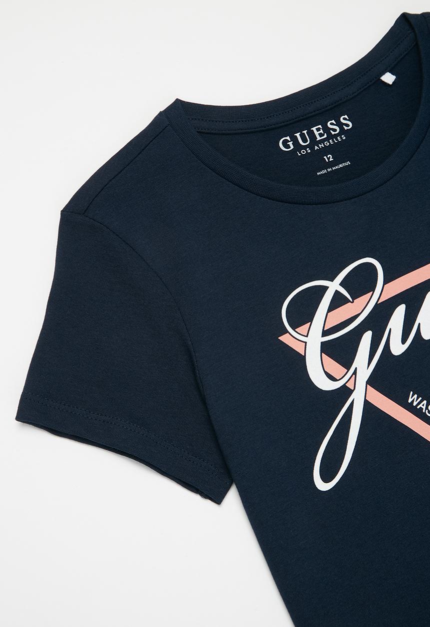 GUESS - Girls short sleeve script tri tee - blue