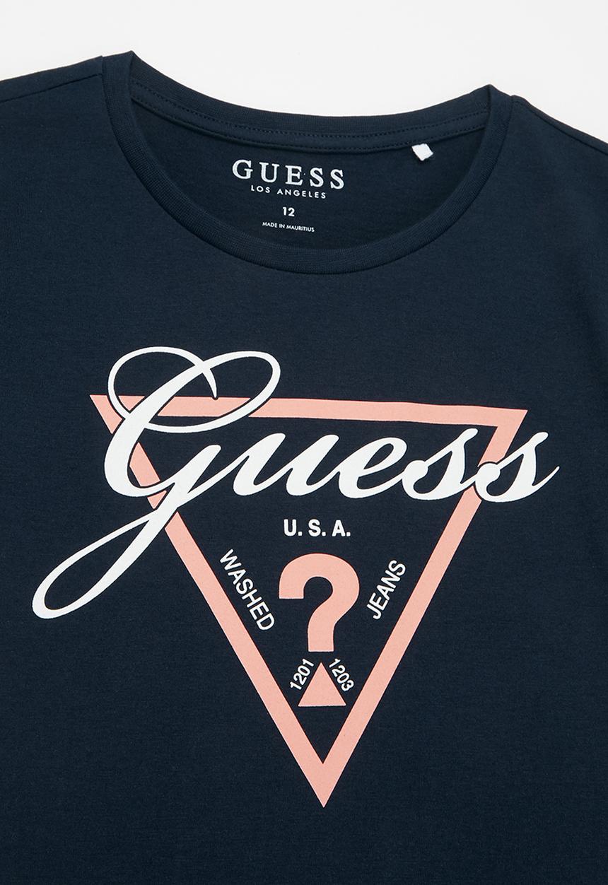 GUESS - Girls short sleeve script tri tee - blue
