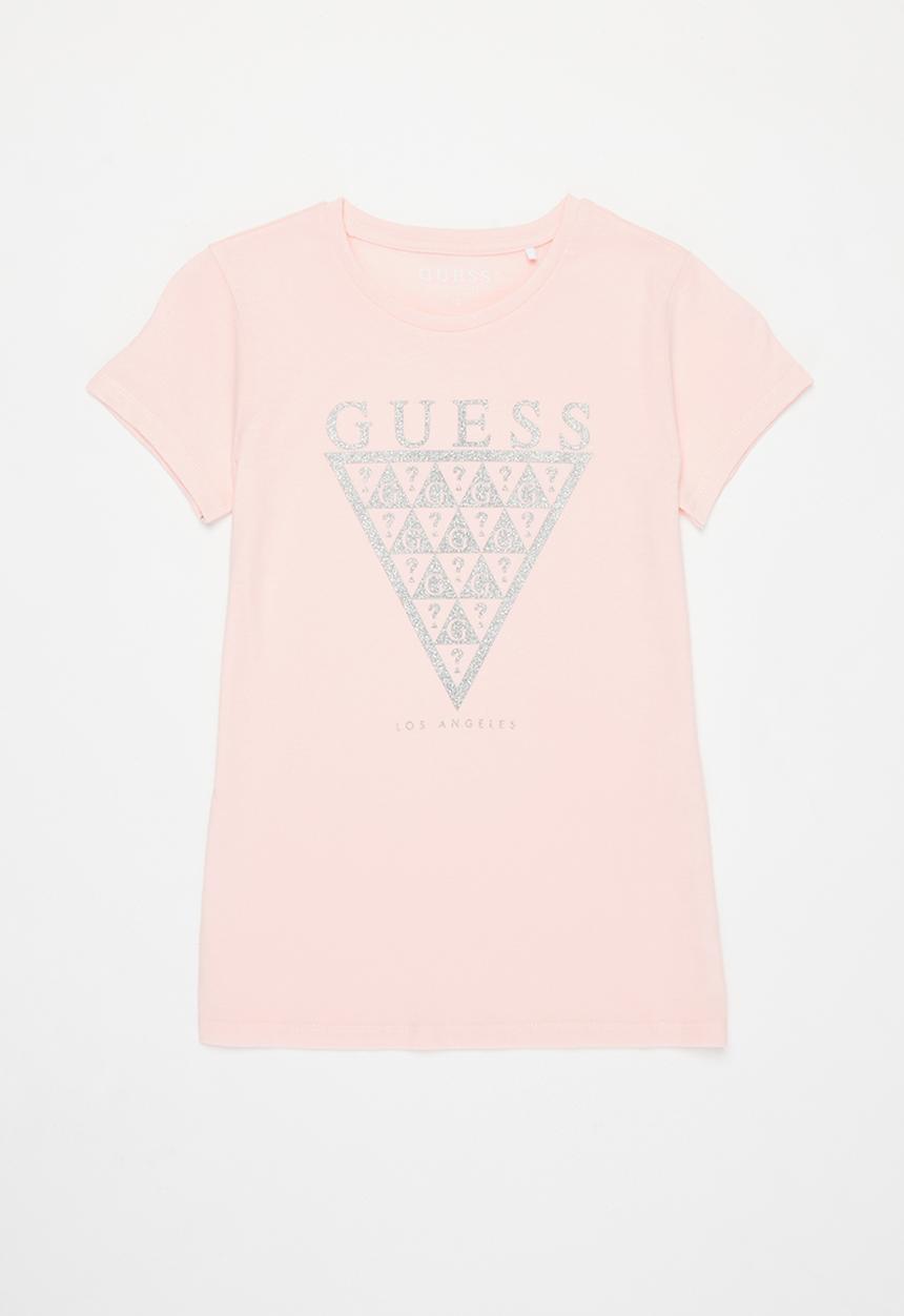 GUESS - Girls short sleeve glitter tri tee - pink