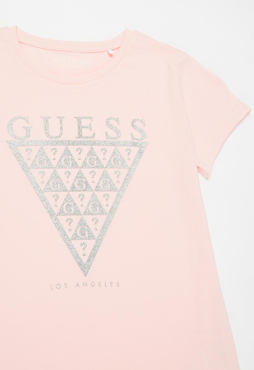 GUESS - Girls short sleeve glitter tri tee - pink