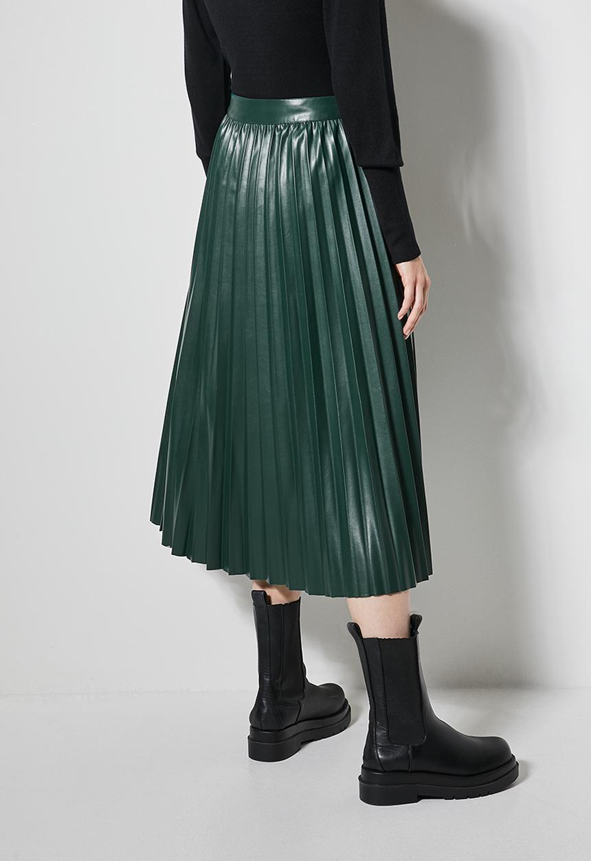 Superbalist - Pu pleated skirt - bottle green