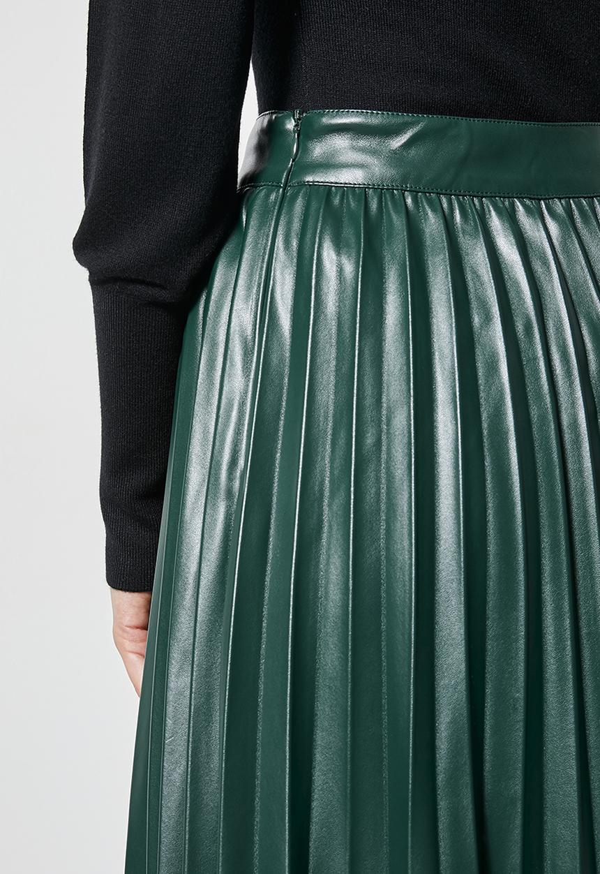 Superbalist - Pu pleated skirt - bottle green