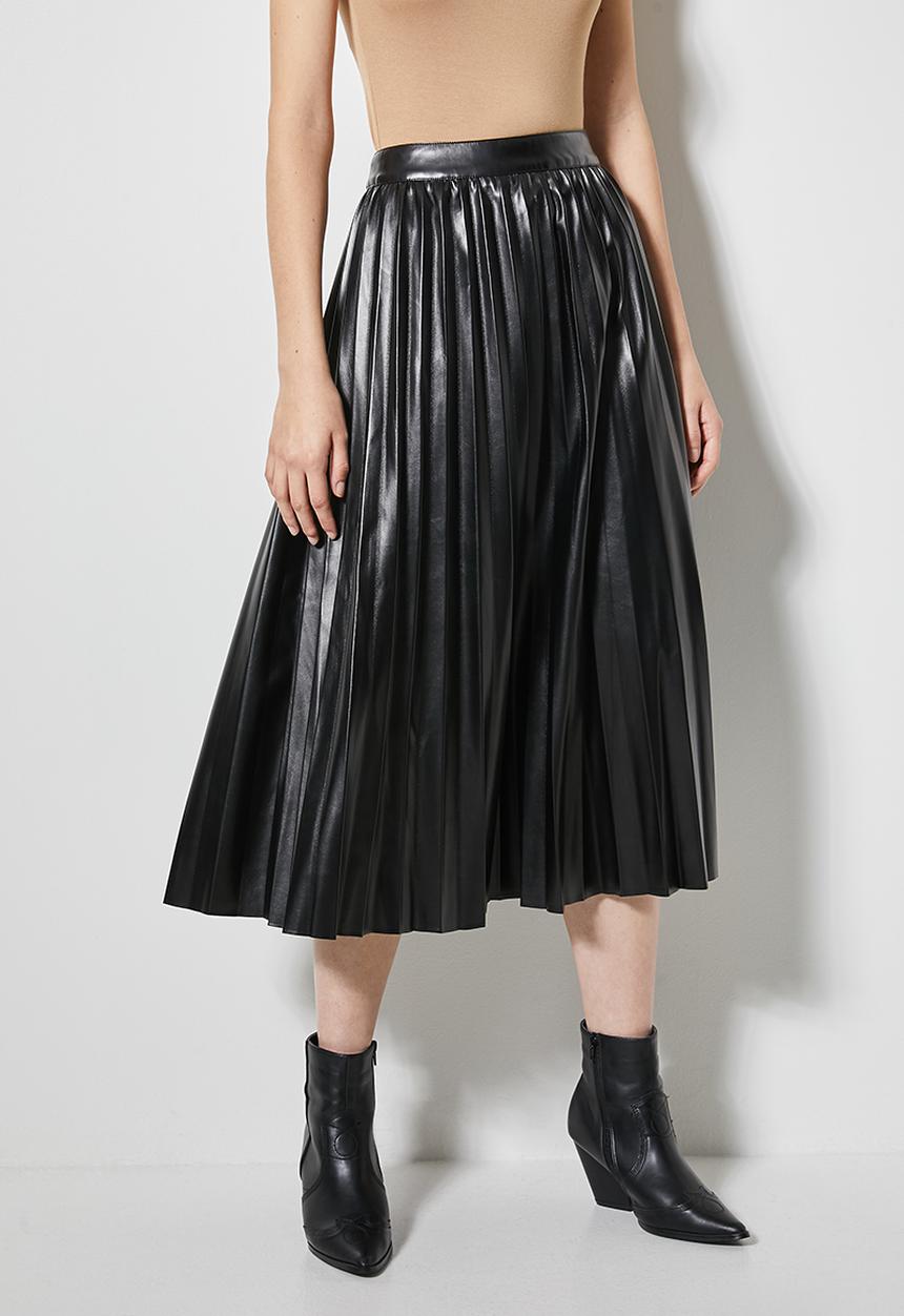 Superbalist - Pu pleated skirt - black