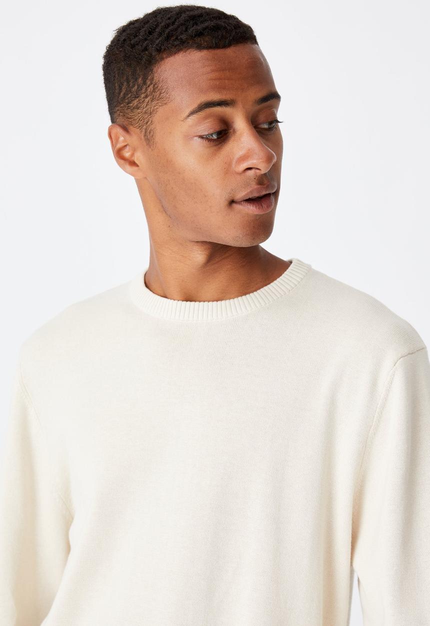 Cotton On - Lightweight crew knit - ecru