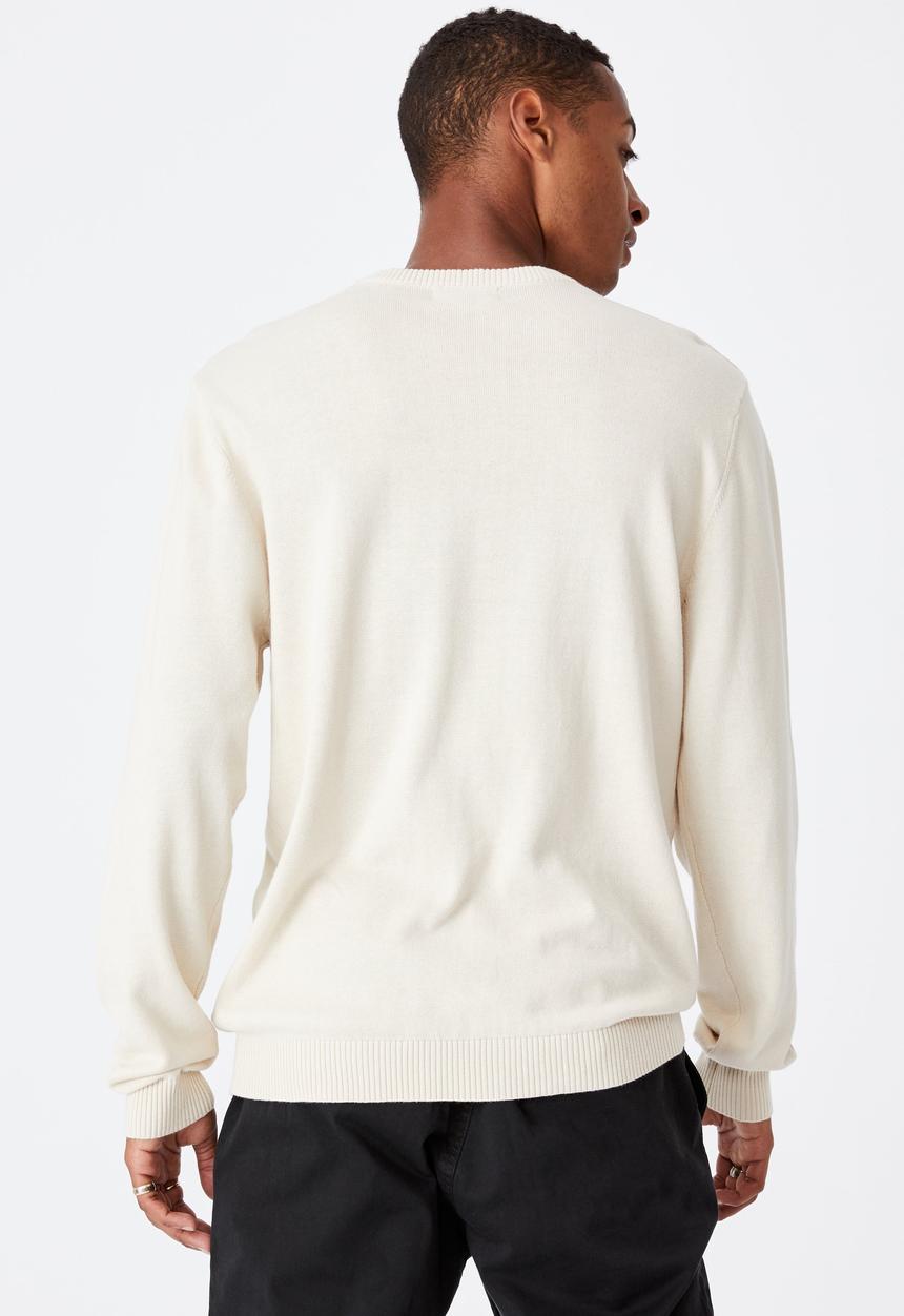 Cotton On - Lightweight crew knit - ecru
