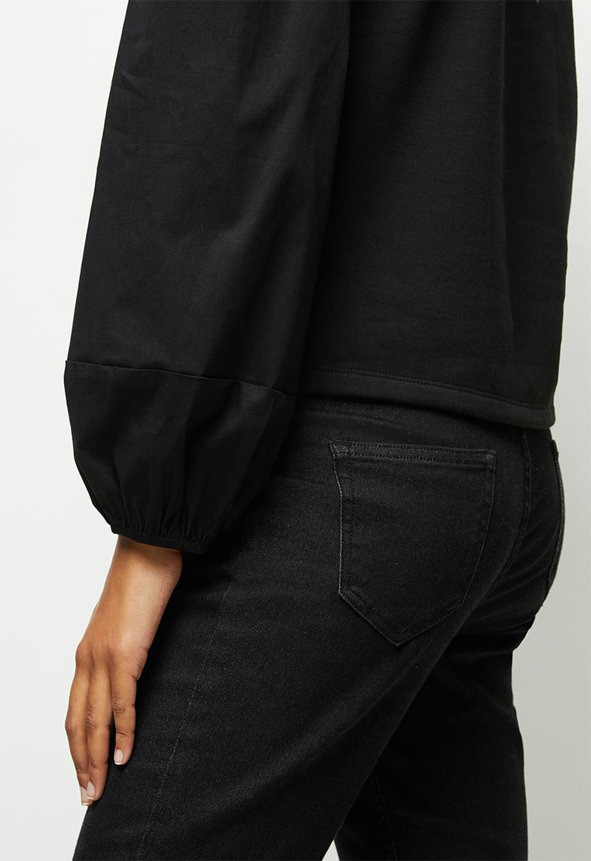 MILLA - Woven knit combo sweatshirt - black
