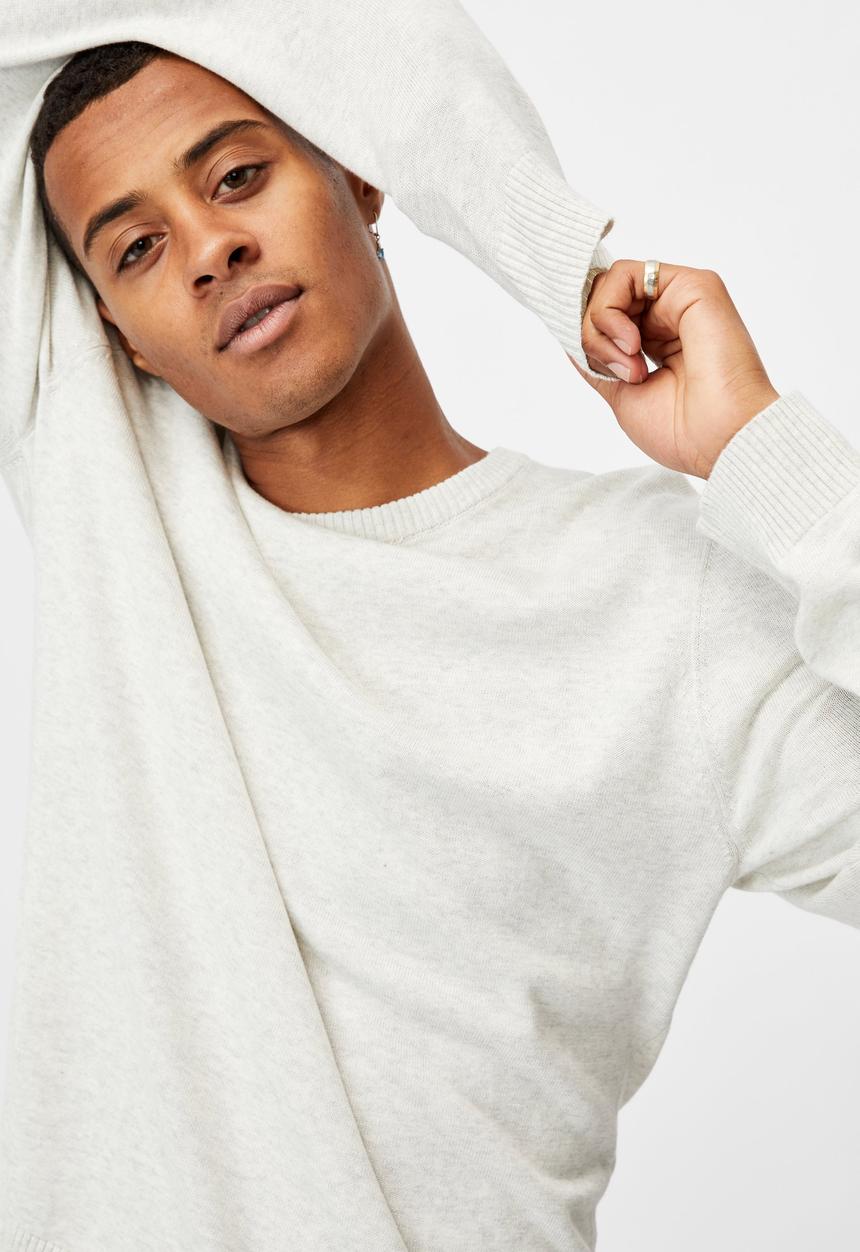 Cotton On - Lightweight crew knit - light grey marle