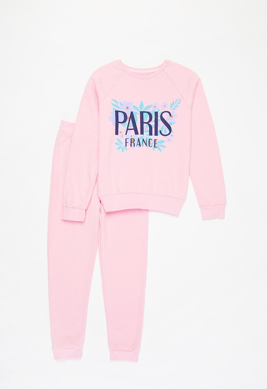 Pop Candy - Younger girls Paris tracksuit - pink