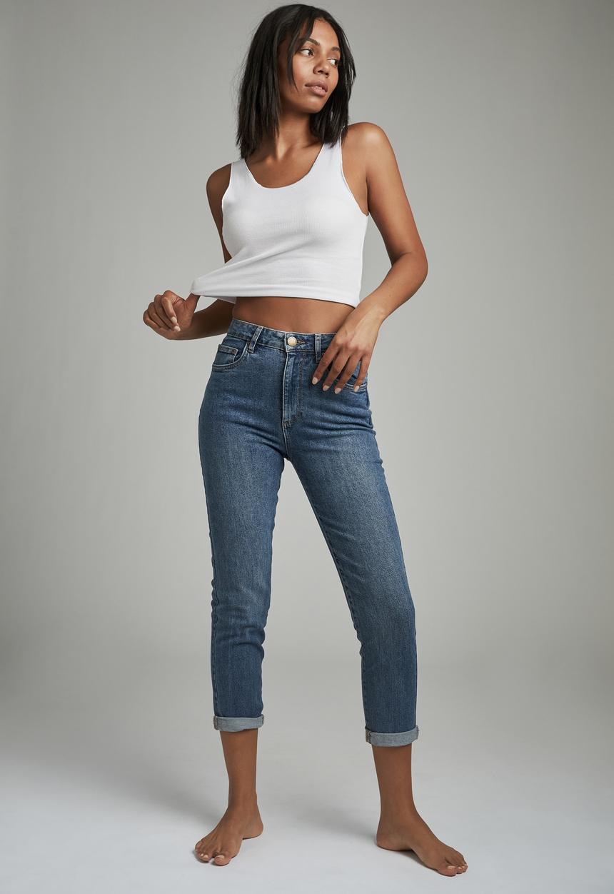 Cotton On - Stretch mom jean - lucky blue