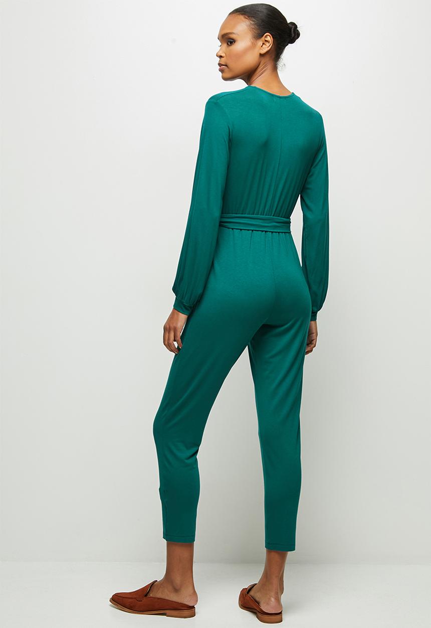 edit - Balloon sleeve wrap jumpsuit - green