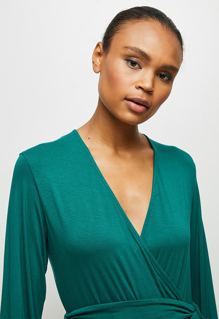 edit - Balloon sleeve wrap jumpsuit - green