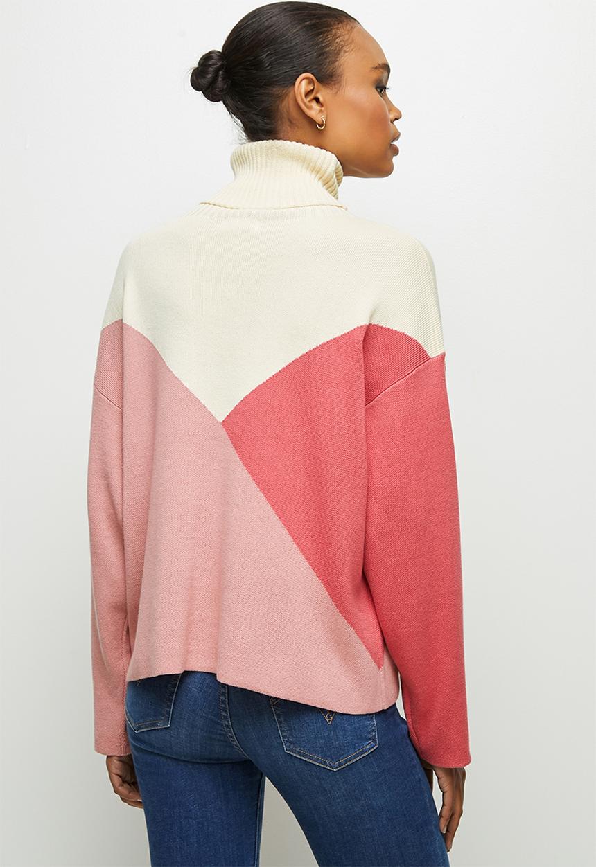 edit - Organic cotton colourblock jumper - pink & cream 