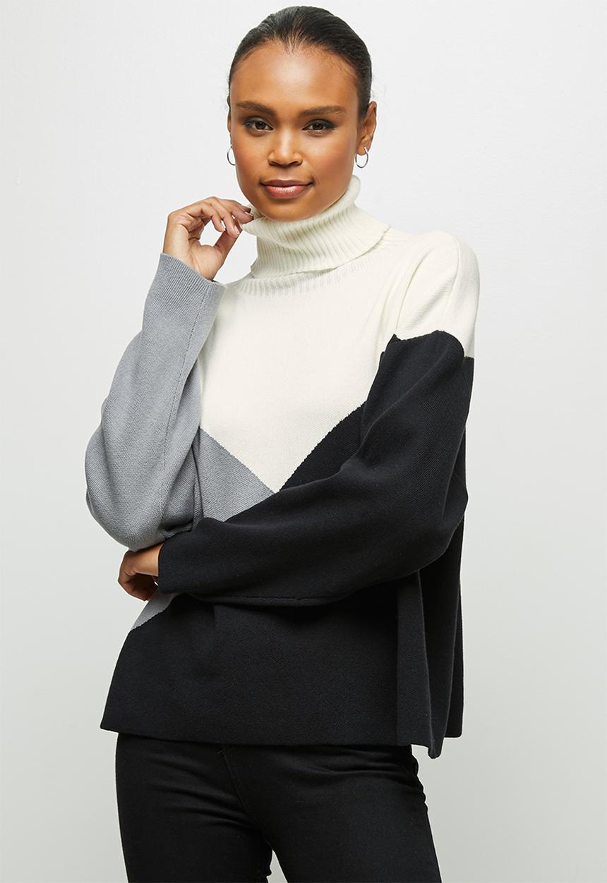 edit - Organic cotton colourblock jumper - multi