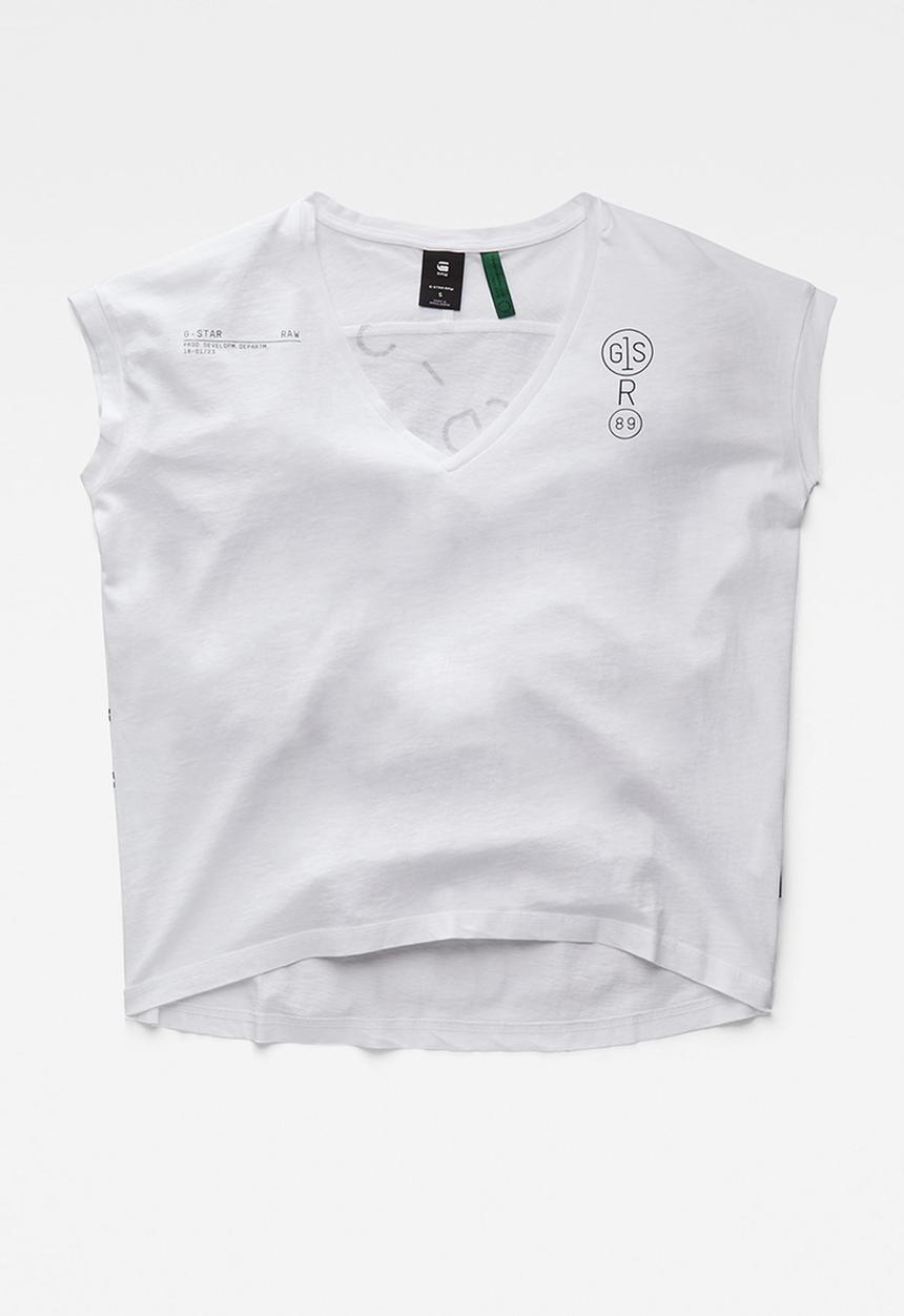 G-STAR - Backprint loose v-neck top - white