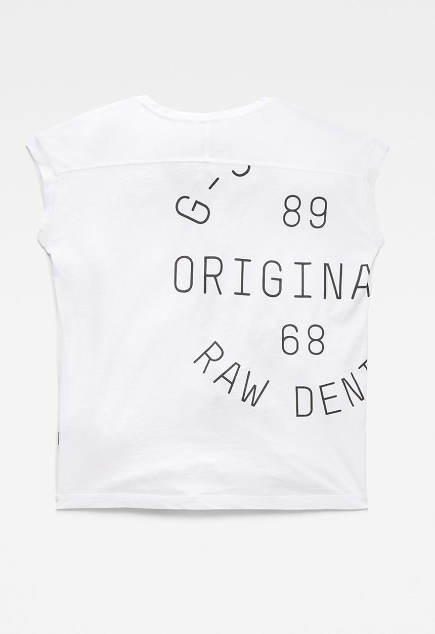G-STAR - Backprint loose v-neck top - white