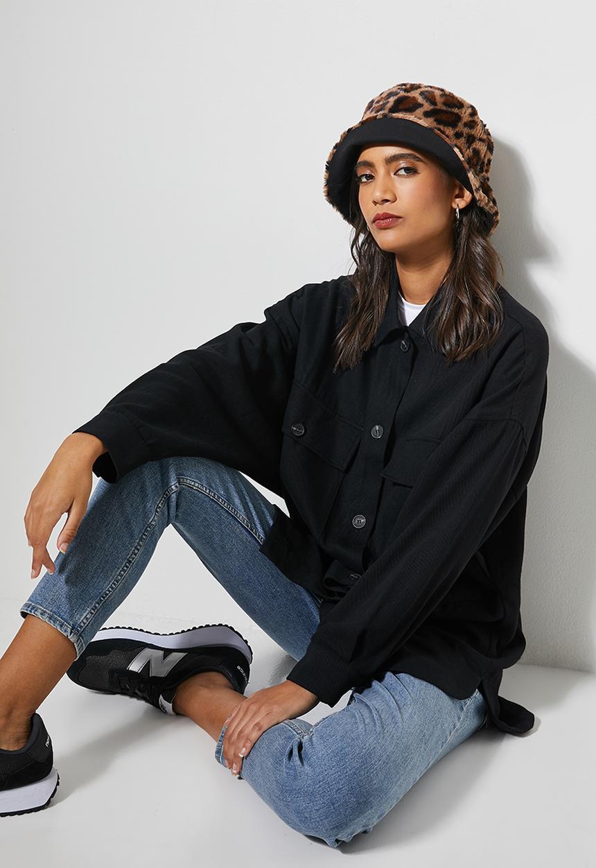 Superbalist - Reversible faux fur bucket hat - brown & black 