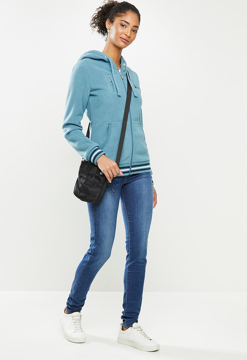 Aca Joe - Polar fleece zip through hoodie - blue