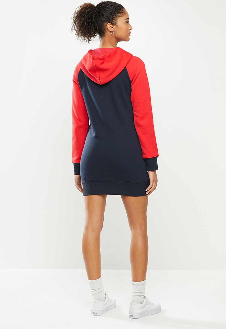 Aca Joe - Hoodie pocket dress - navy & red