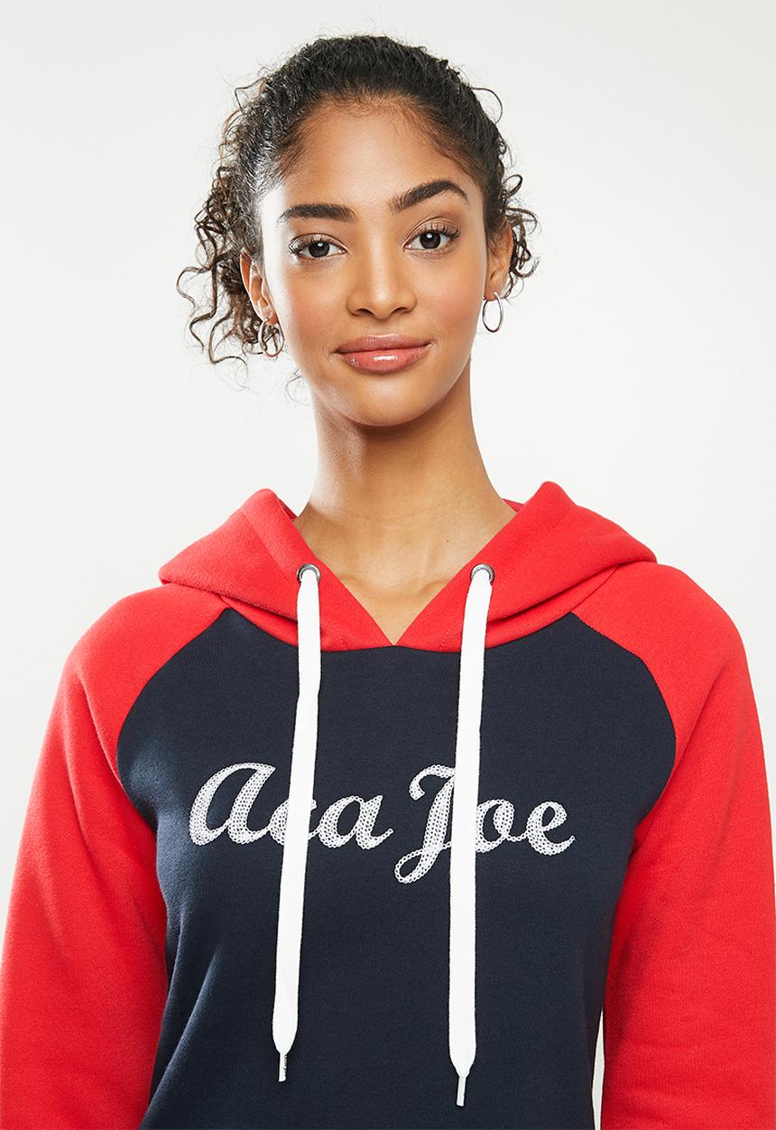 Aca Joe - Hoodie pocket dress - navy & red
