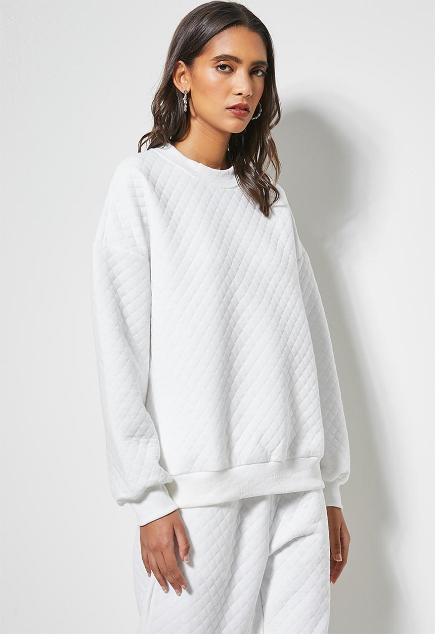 Superbalist - Quilted crew neck sweat - white