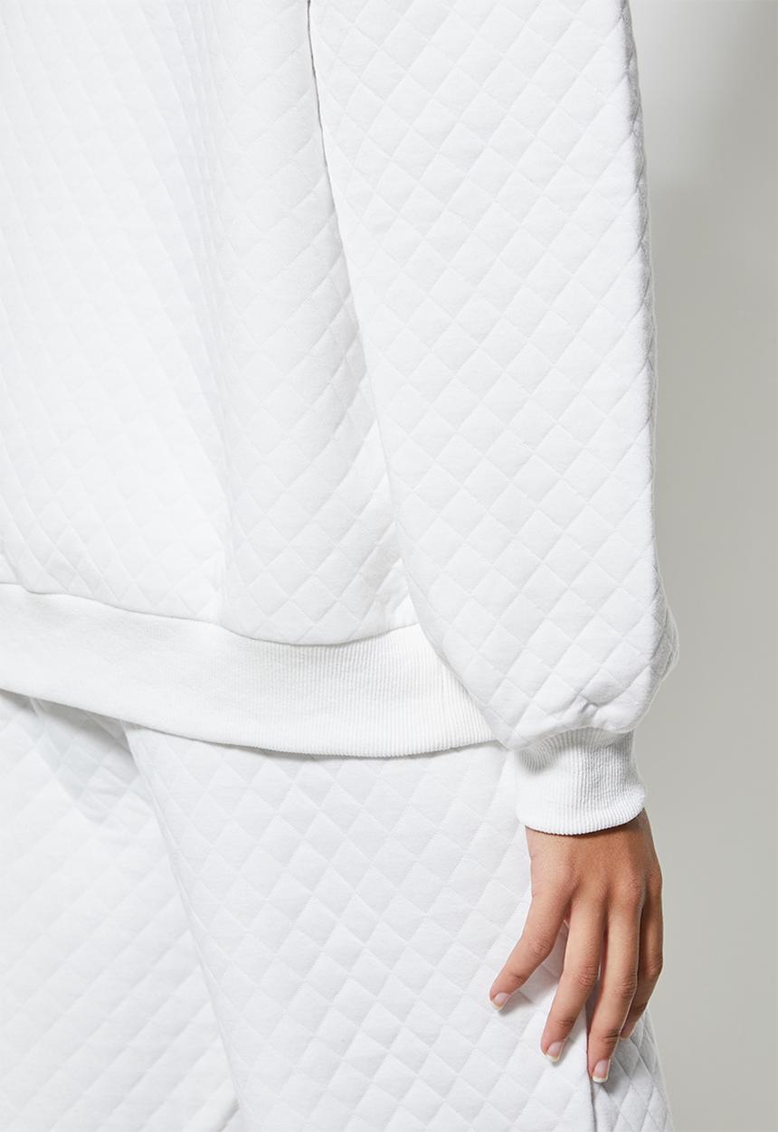 Superbalist - Quilted crew neck sweat - white