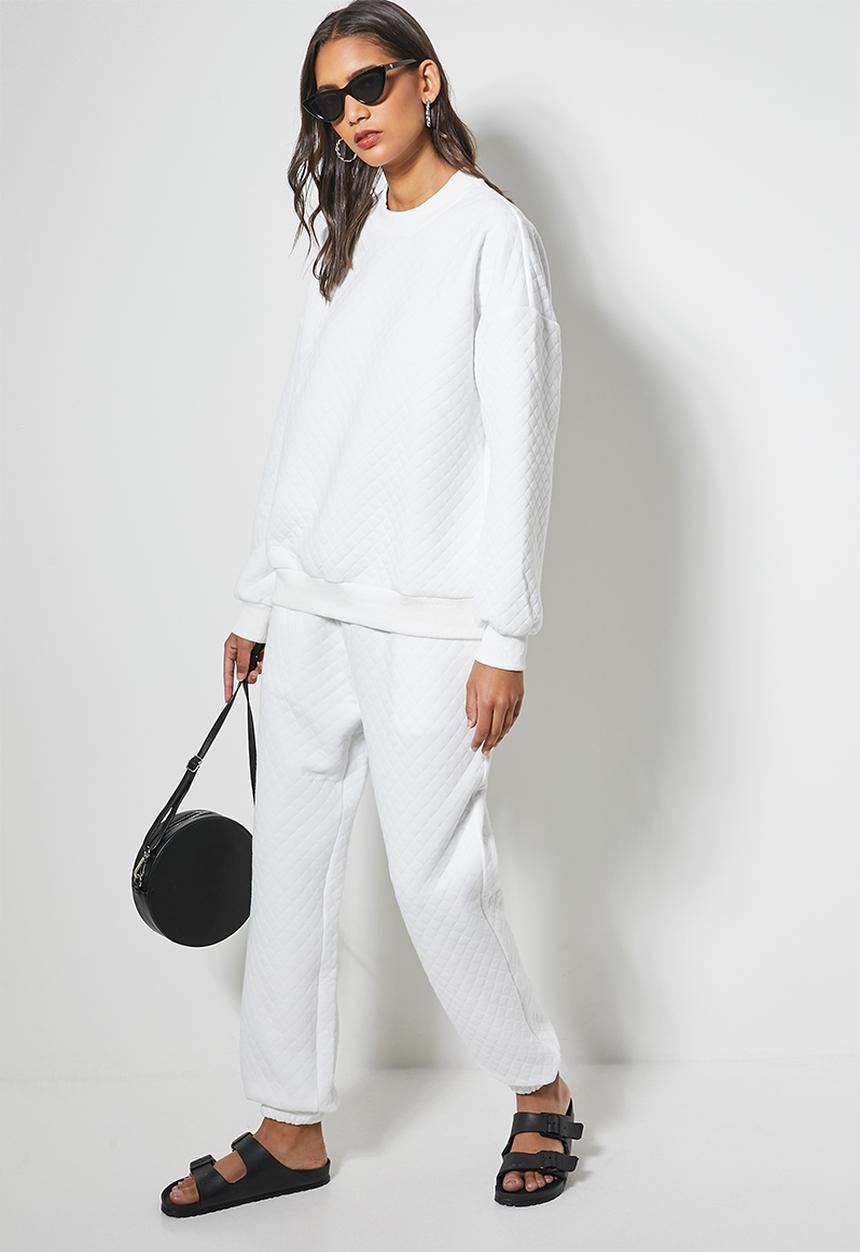 Superbalist - Quilted crew neck sweat - white