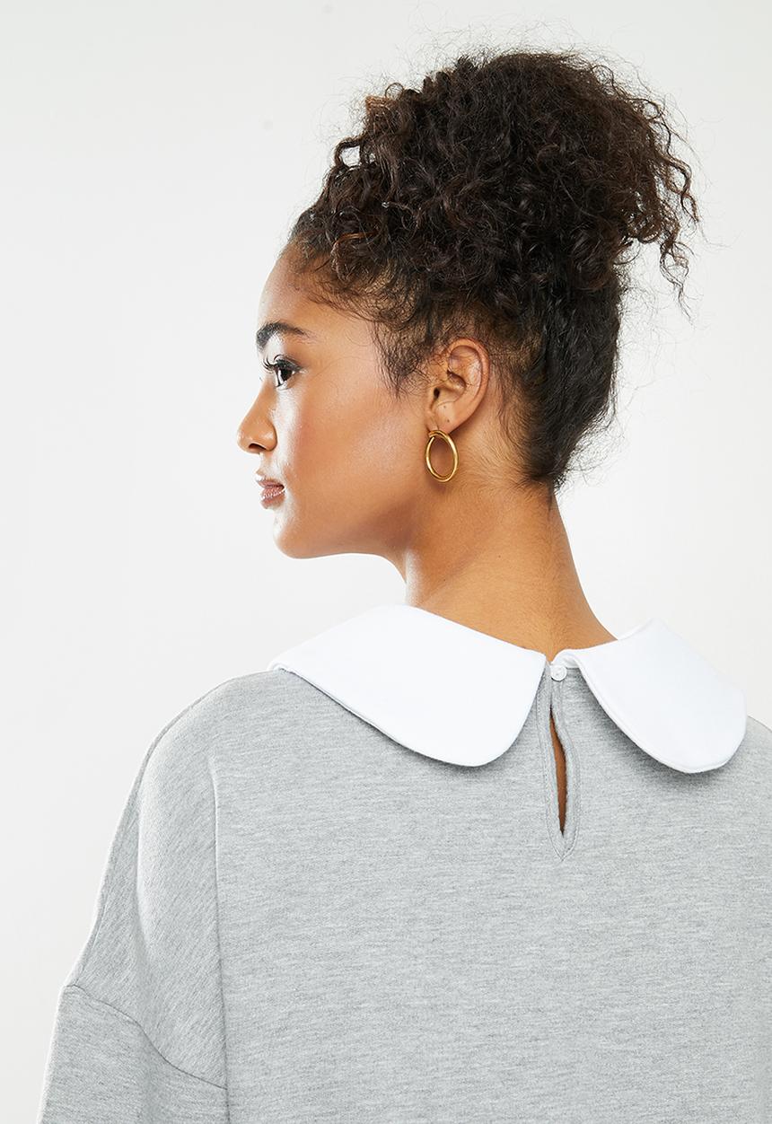 Blake - Peterpan drop waist mini dress - grey melange