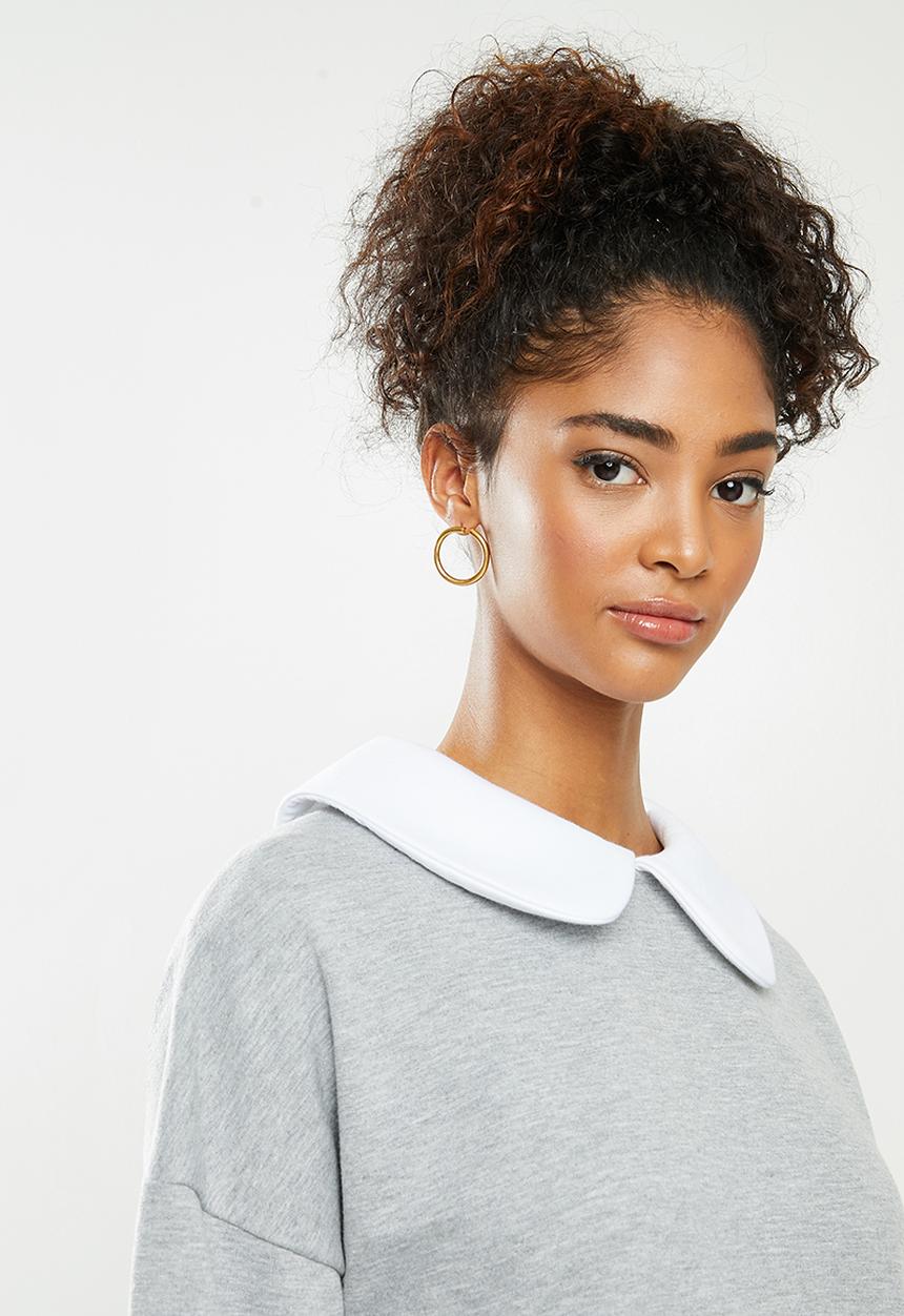 Blake - Peterpan drop waist mini dress - grey melange