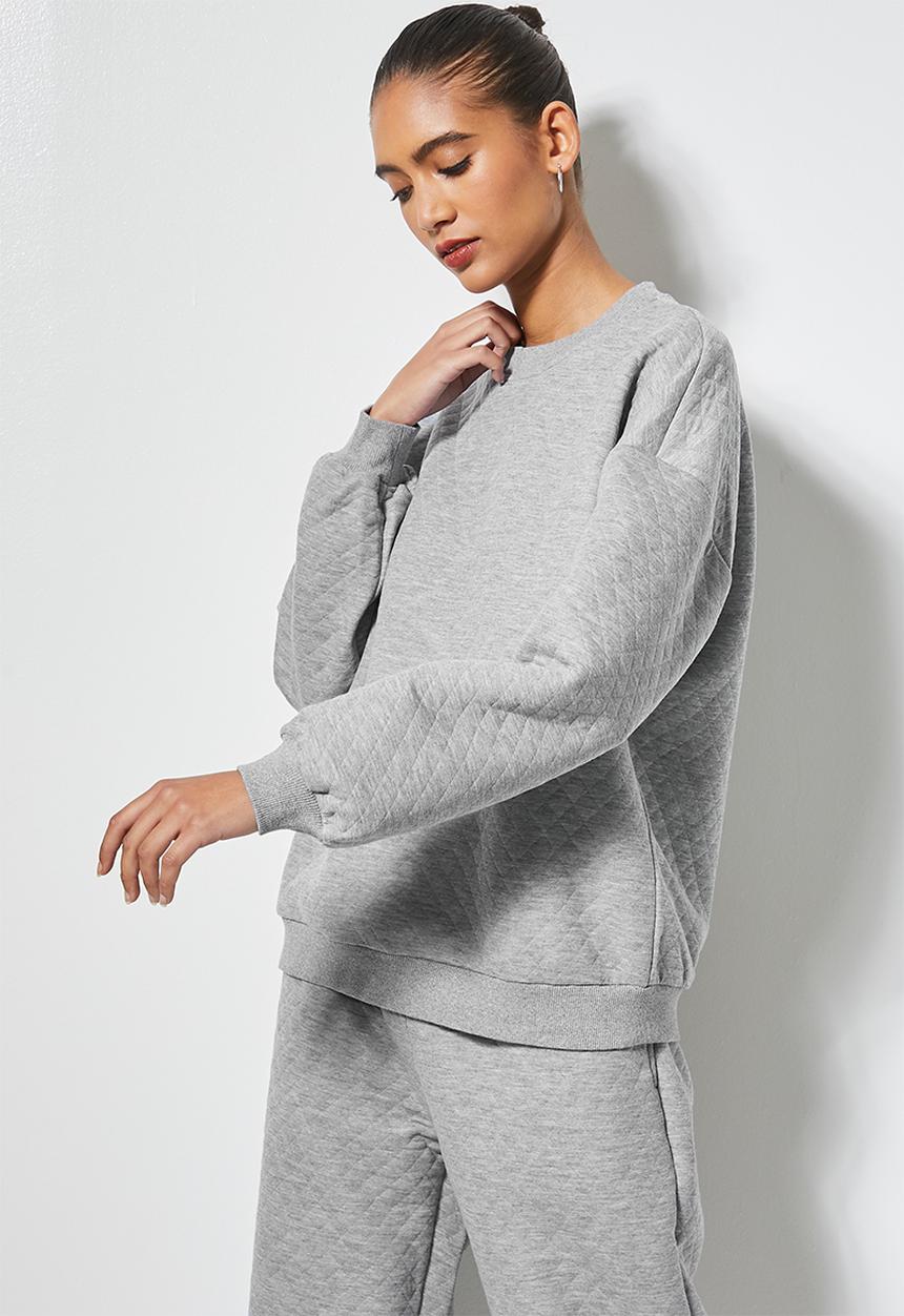 Superbalist - Quilted crew neck sweat - light grey 