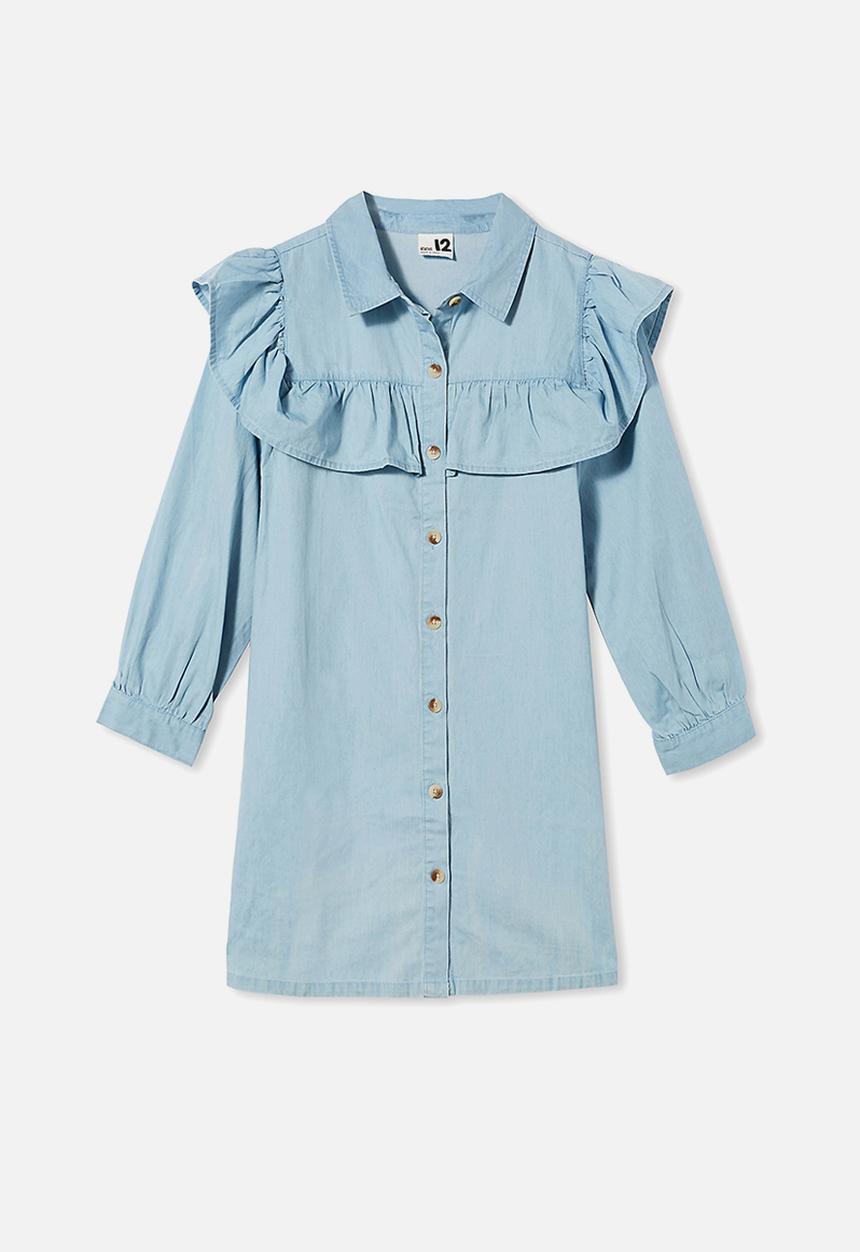 Cotton On - Lara frill dress - bleach wash