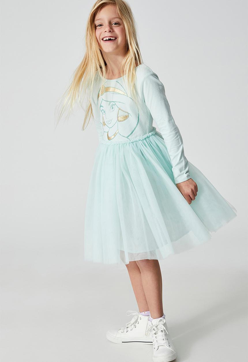 Cotton On - License ivy long sleeve dress - lcn dis/duck egg/jasmine