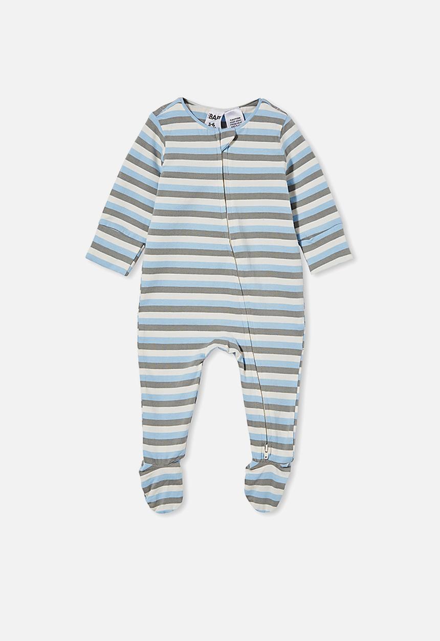Cotton On - The long sleeve zip romper - skye haze/silver sage/dark vanilla keananstri