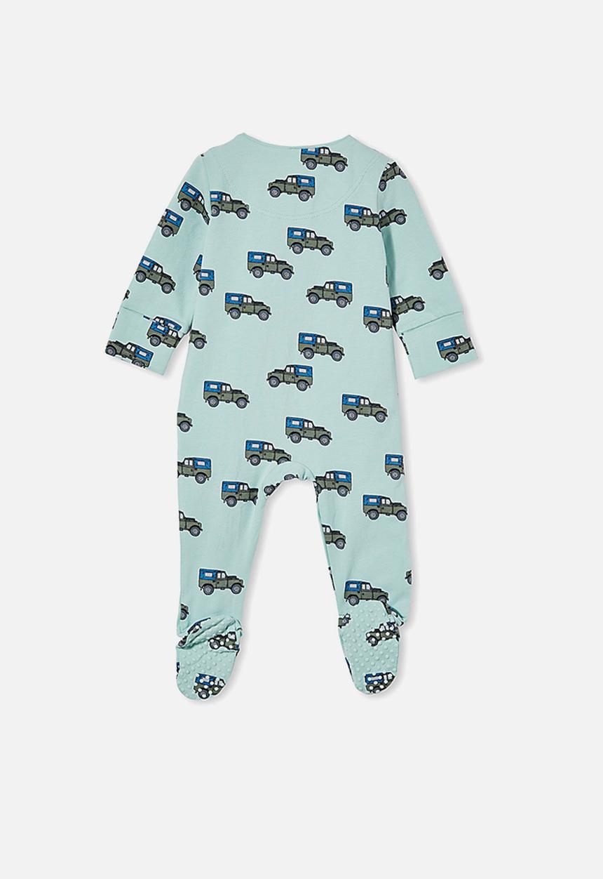 Cotton On - The long sleeve zip romper - duck egg/beep beep