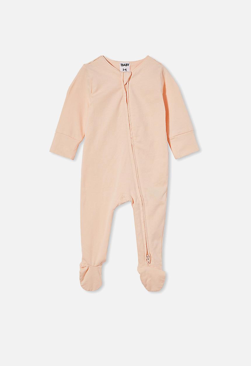 Cotton On - The long sleeve zip romper - pale peach