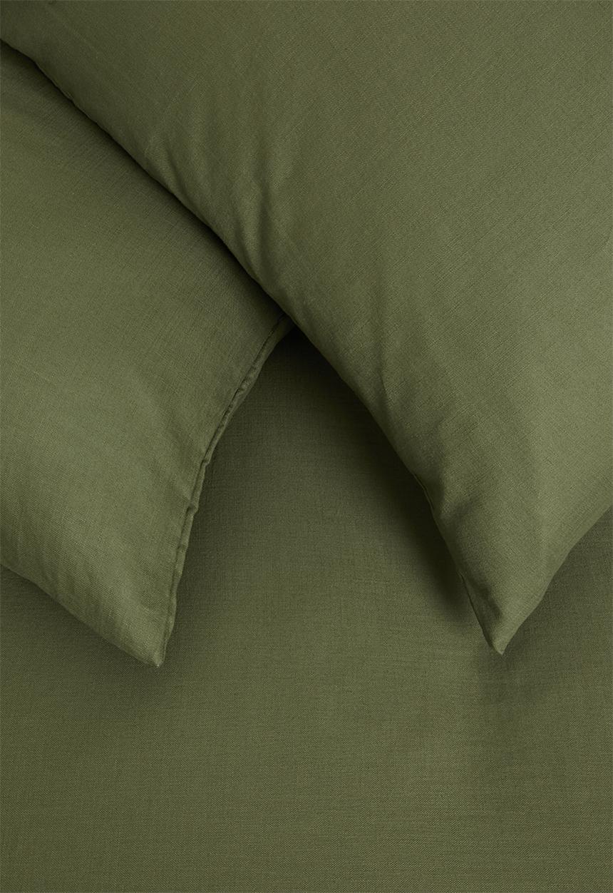 Sixth Floor - 100% cotton pre-washed linen look duvet cover set - army green