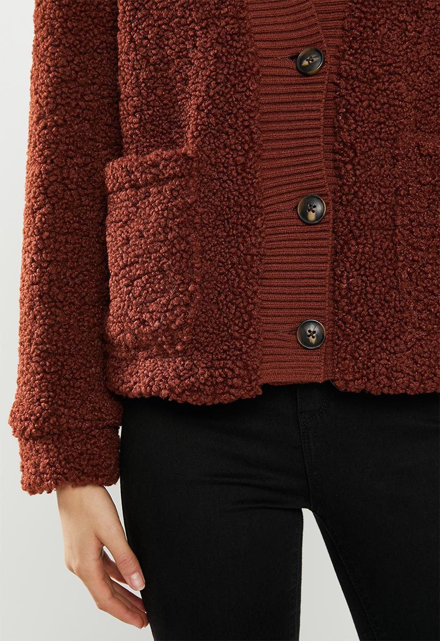 Vero Moda - Annika short teddy jacket - brown