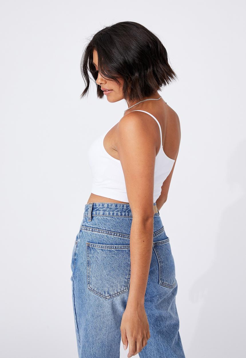 Cotton On - Boston seamless one shoulder cami - white