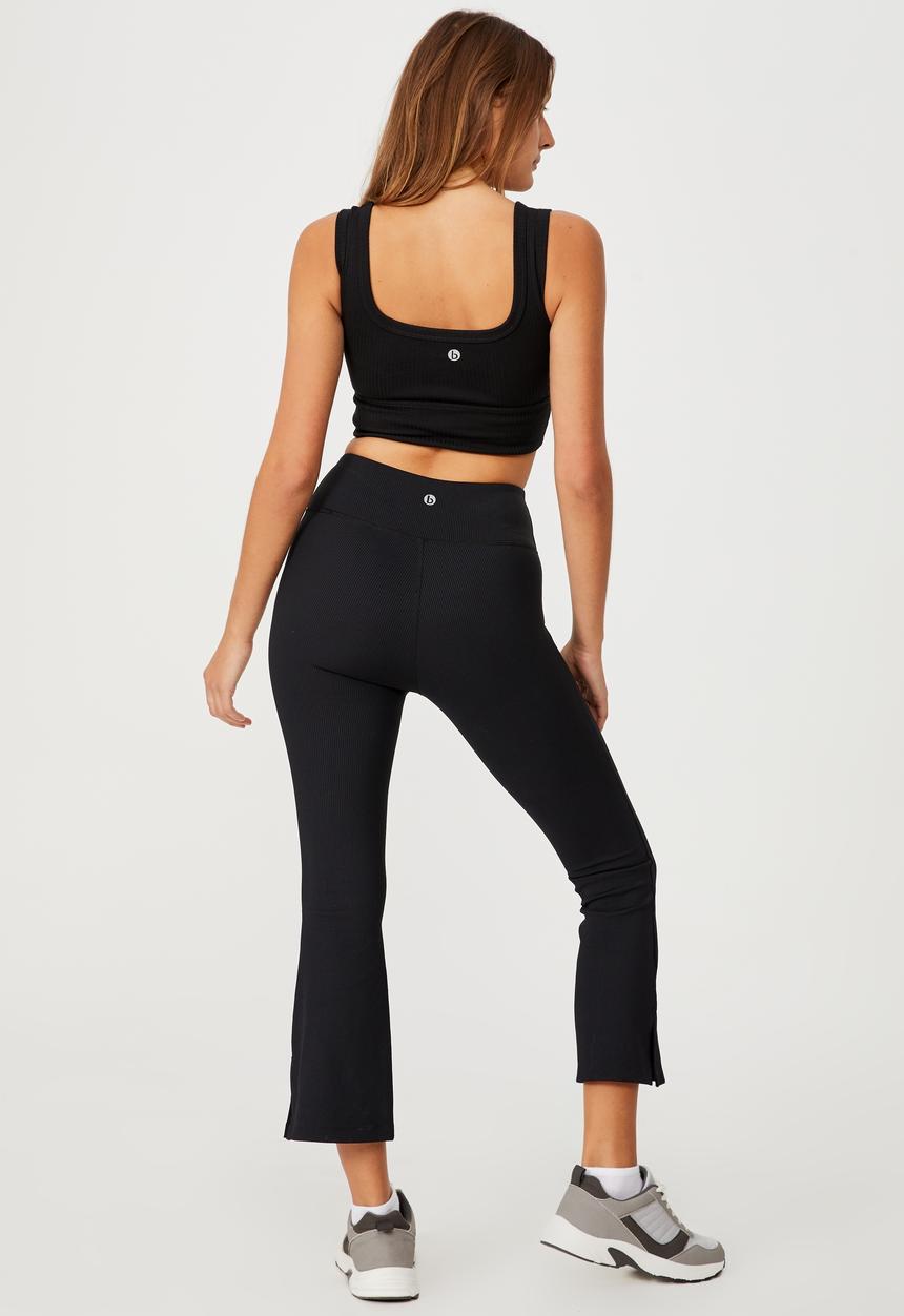 Cotton On - Active rib kick flare - black