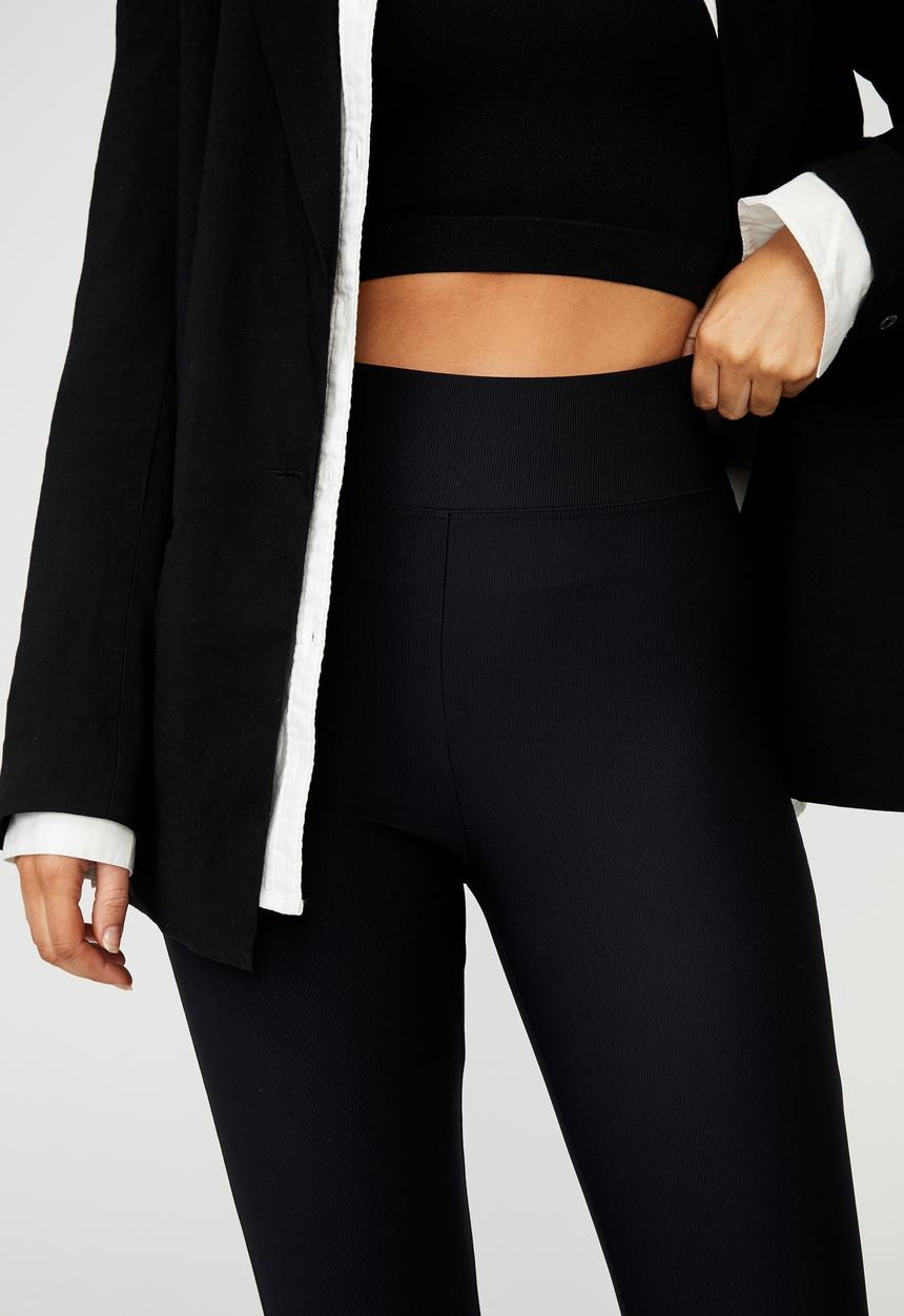 Cotton On - Side zip rib legging - black