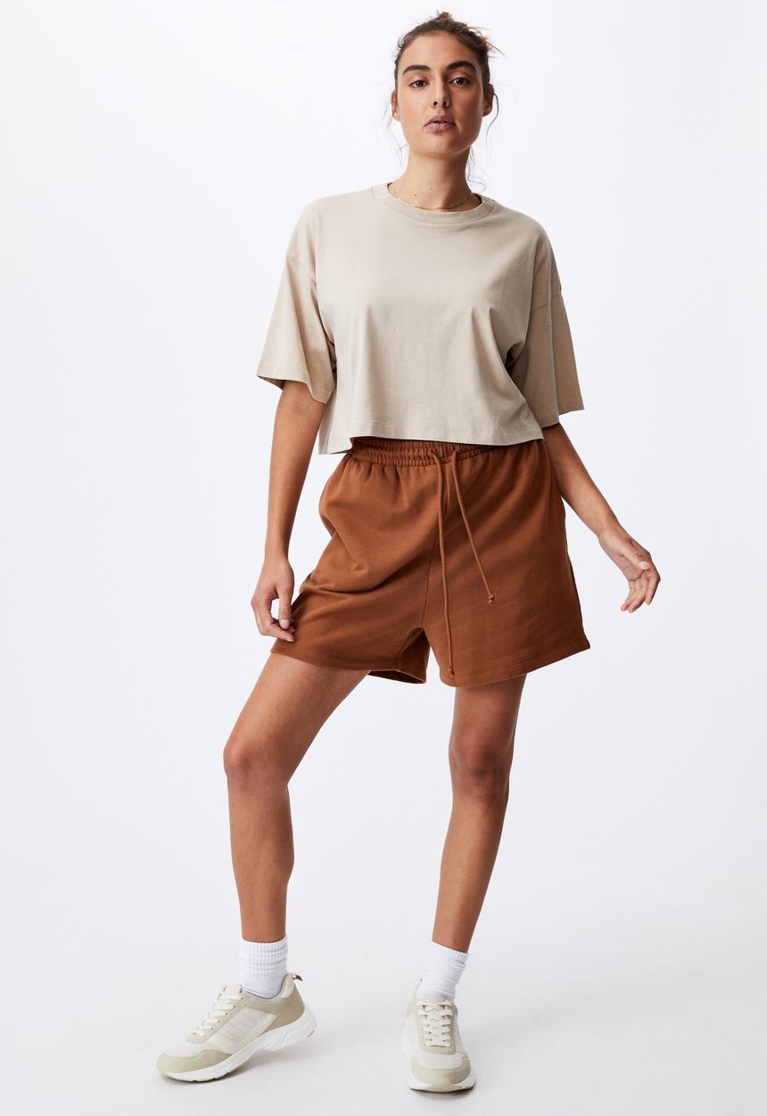 Cotton On - Cropped boyfriend tee - latte