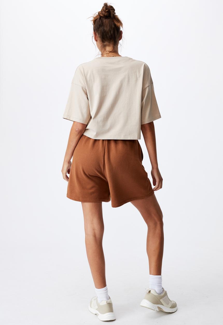 Cotton On - Cropped boyfriend tee - latte