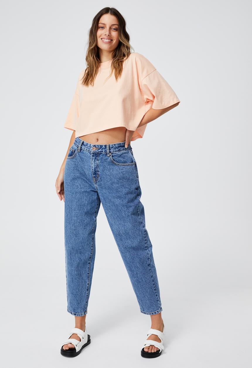Cotton On - Cropped boyfriend tee - brushed peach