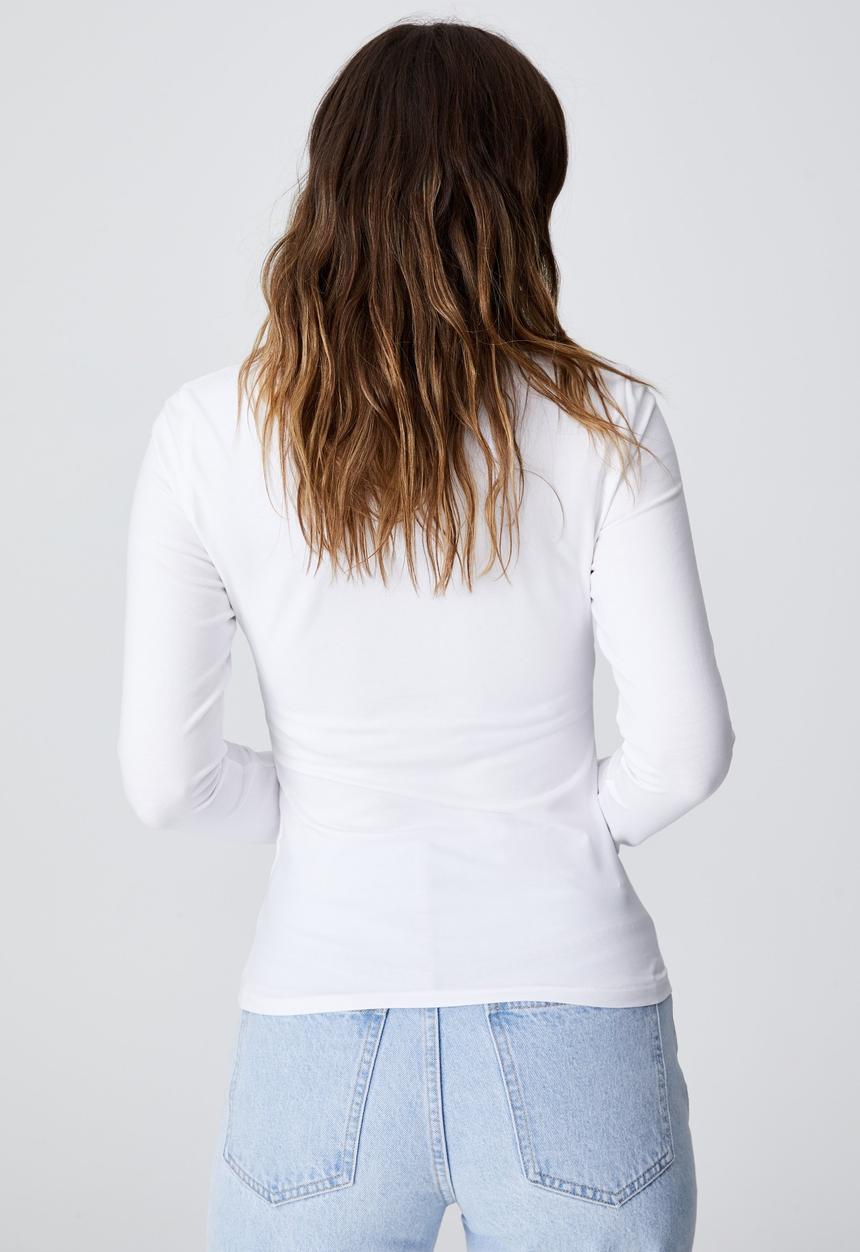 Cotton On - The everyday scooped long sleeve top - white