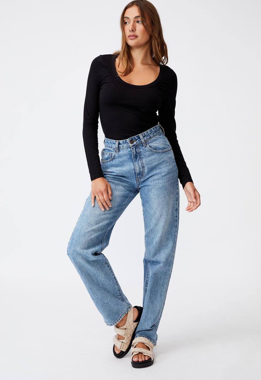 Cotton On - The everyday scooped long sleeve top - black