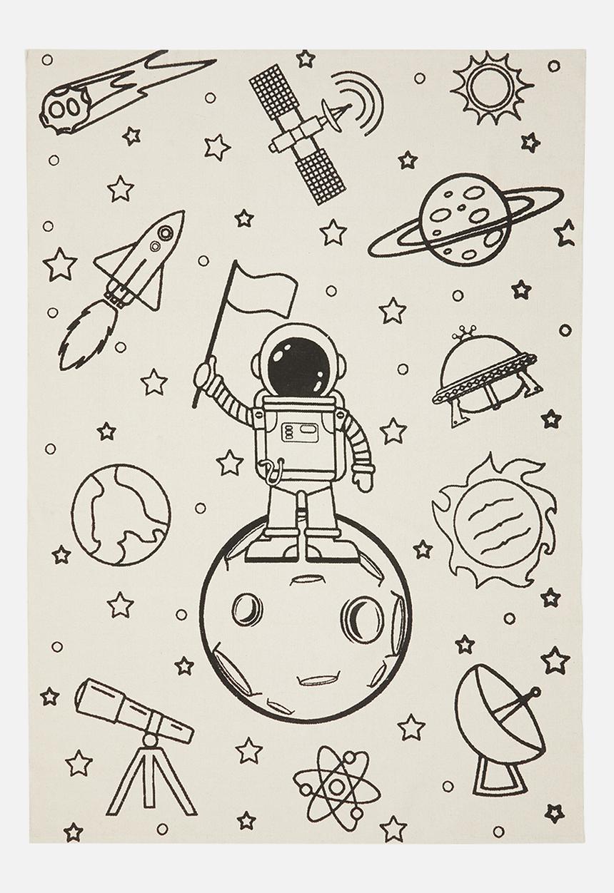 Sixth Floor - Astro  printed rug - black & cream