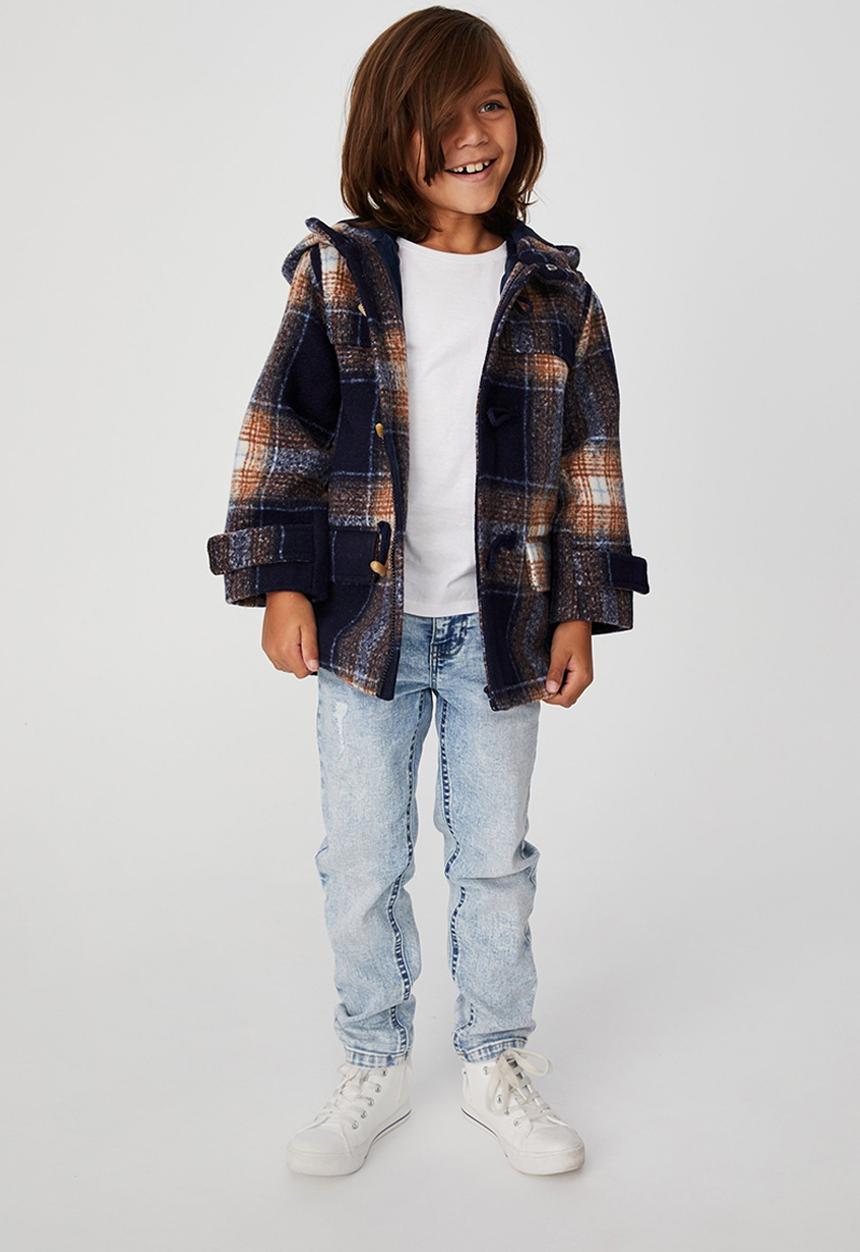 Cotton On - Lennon duffle coat - navy & brown