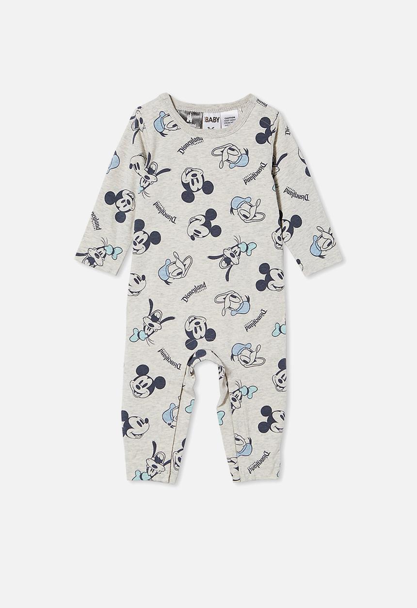 Cotton On - The long sleeve snap romper lcn - grey