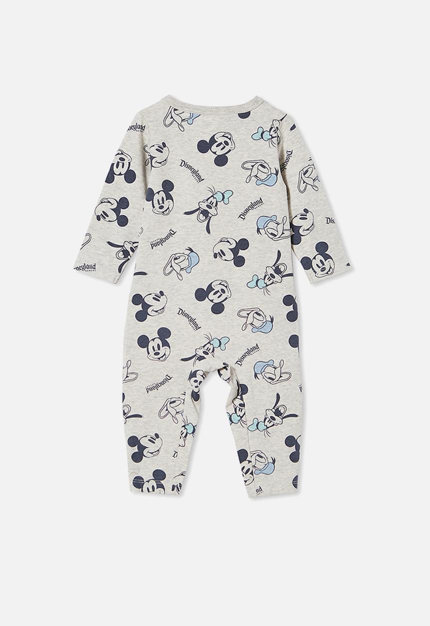 Cotton On - The long sleeve snap romper lcn - grey