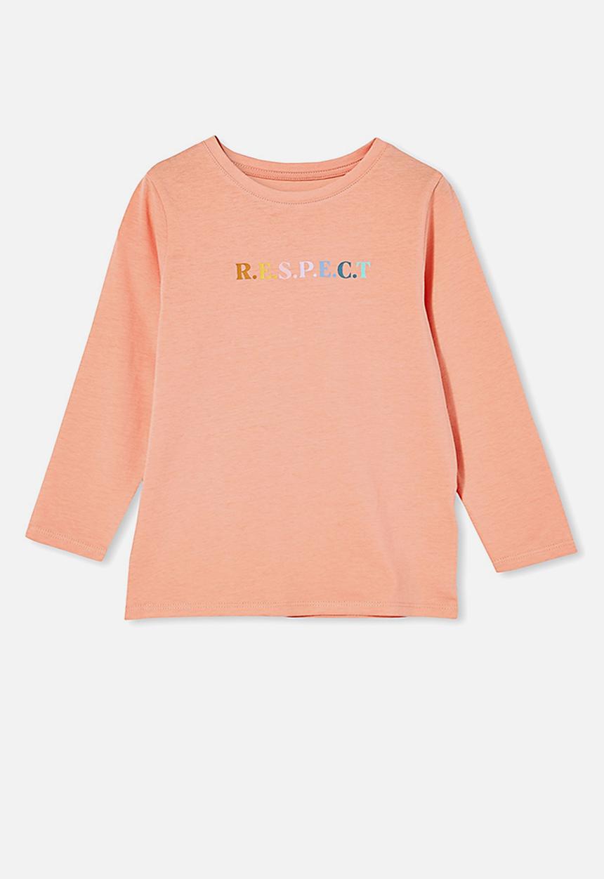 Cotton On - Penelope long sleeve tee - musk melon/respect